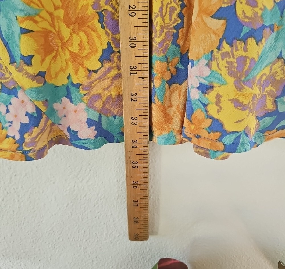 Billabong Summer Floral Viscose Midi Skirt in Blue and Mustard - Picture 7 of 13